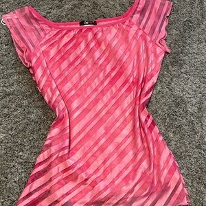 Chic Vibrant Pink Striped Blouse